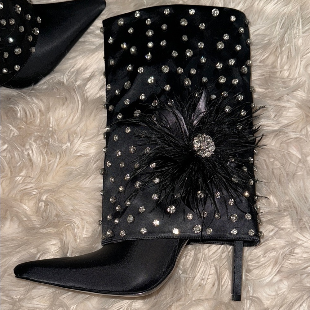 Elegant Black Embellished Women's Boots